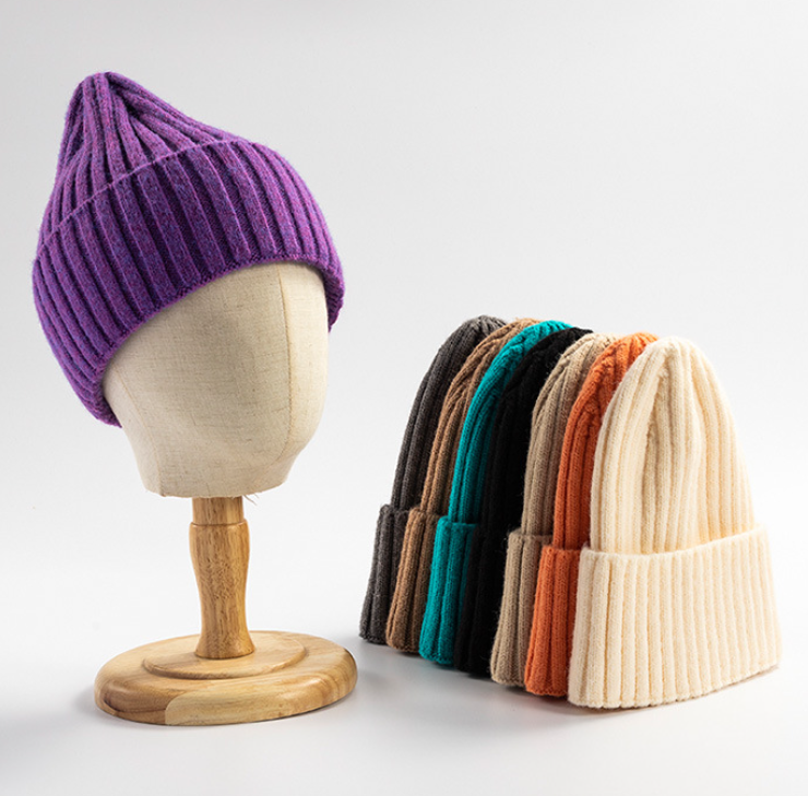 Korean-Style Women's Knitted Woolen Beanie Hat | Embroidered Cap