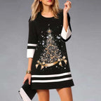 Women's Christmas Print 3/4 Sleeve Casual Dress
