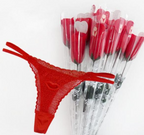 Lingerie Set with Rose Design - Women's Thong