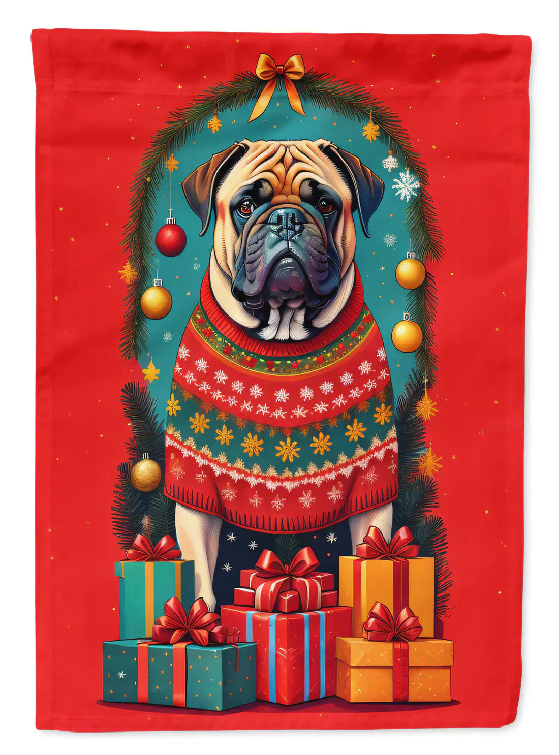Mastiff Holiday Christmas Garden Flag