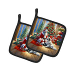 Great Pyrenees and Santa Claus Pair of Pot Holders