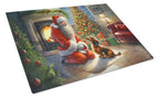 Dachshund and Santa Claus Glass Cutting Board