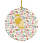 French Curly Canary Christmas Ceramic Ornament