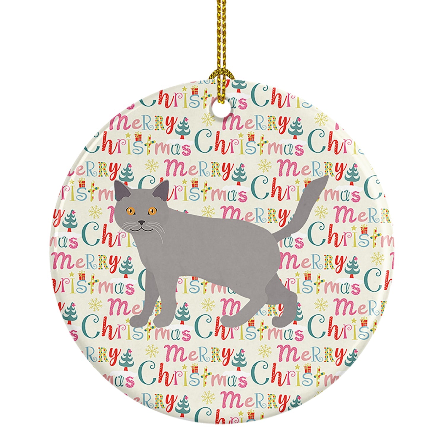 Chartreux #2 Cat Christmas Ceramic Ornament