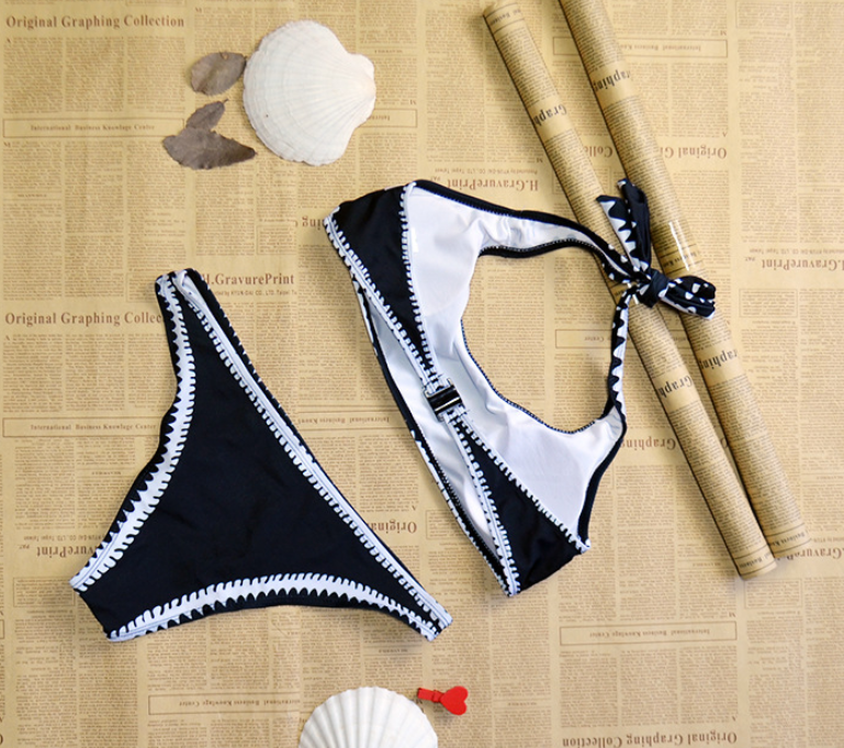 Women's Color Block Triangle Bikini Set