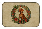Vizsla Christmas Flowers Dish Drying Mat
