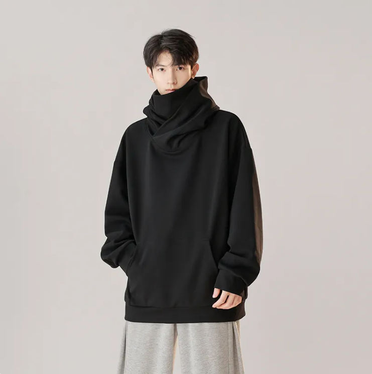 Men's Mechanical Style Hooded Turtleneck Sweater – Autumn & Winter Workwear