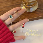 Cute Santa Lady Earrings with Sleigh Christmas Tree