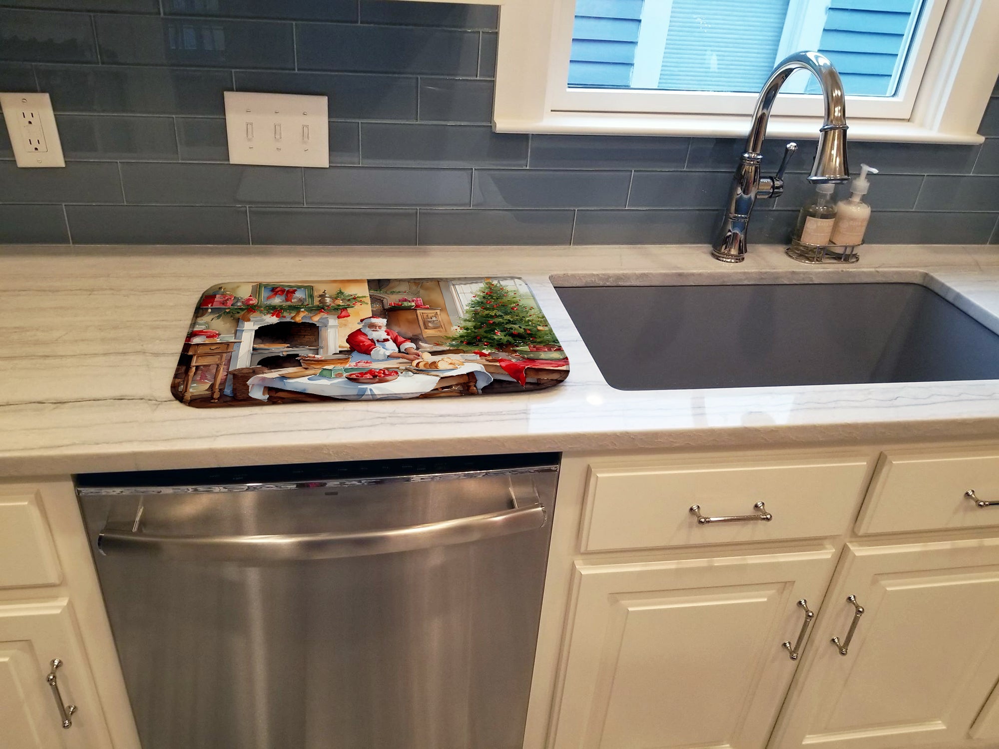 Cookies with Santa Claus Dish Drying Mat