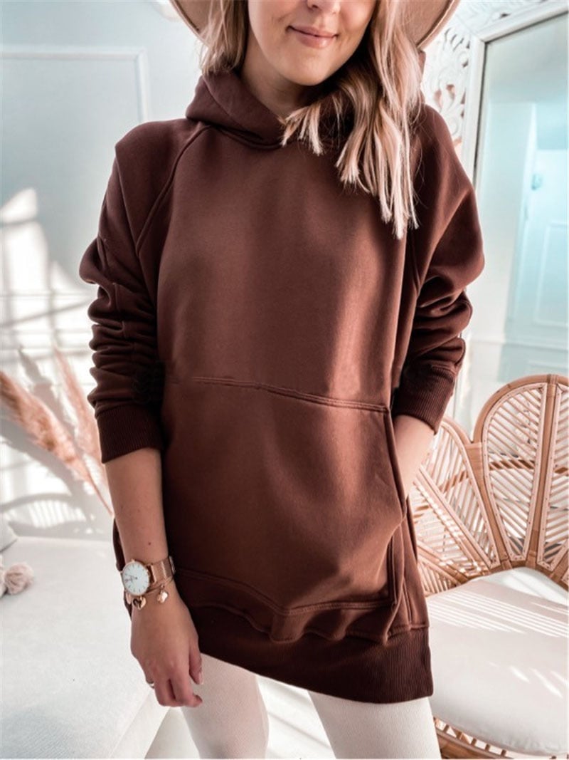 Thick Solid Color Women's Pullover Sweatshirt | Streetwear