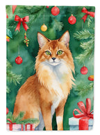 Somali Cat By the Christmas Tree Garden Flag