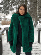 Long Fashionable Plush Fur Warm Loose Jacket Winter