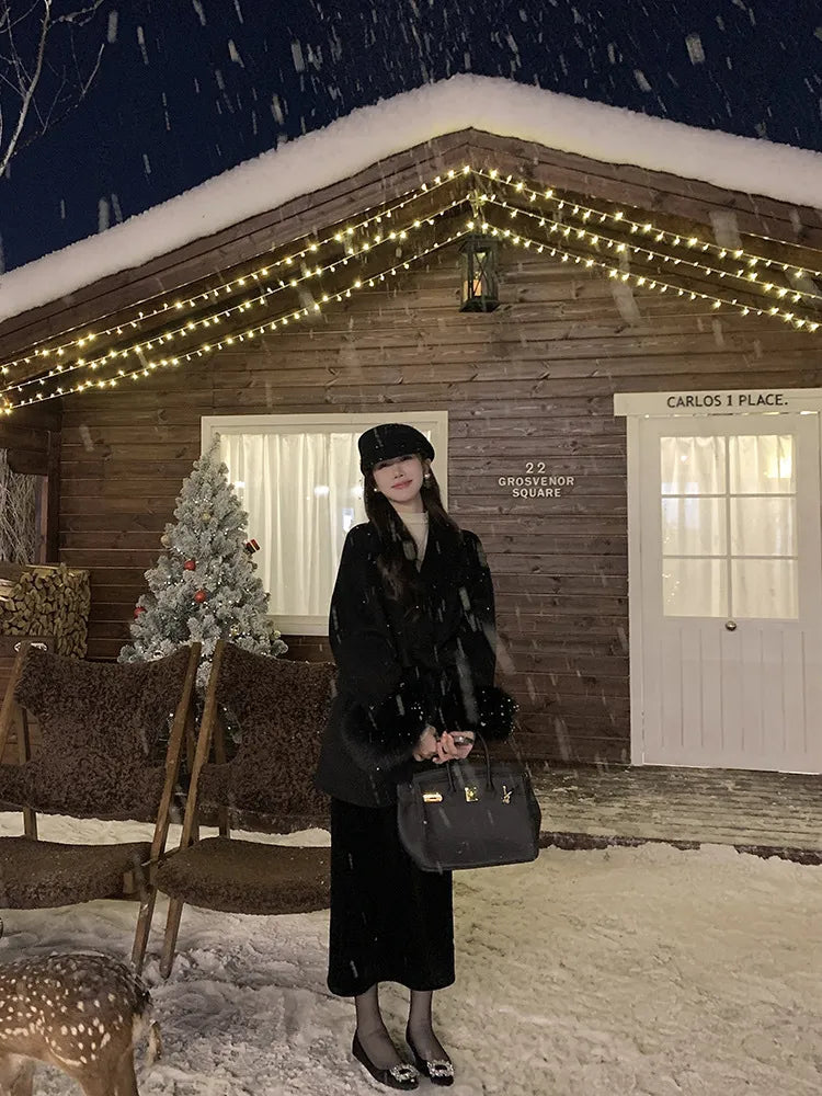 Fox Fur Elegant Double-sided Cashmere Coat