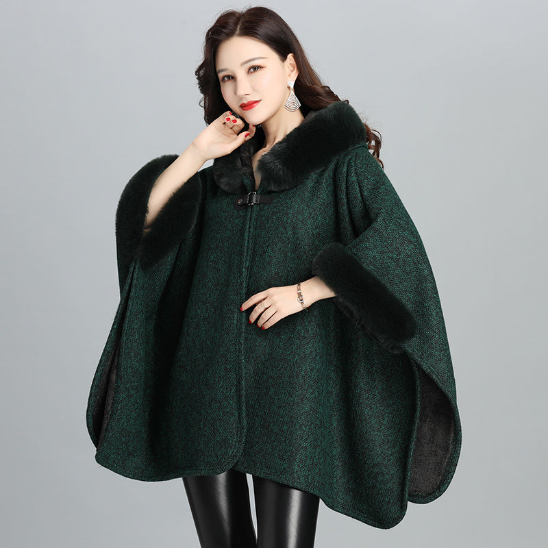 Faux Fur European American Women's Hoodie Shawl Jacket | Streetwear