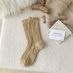 Thick Diamond-Shaped Wool Mid-Thigh Socks for Fall/Winter