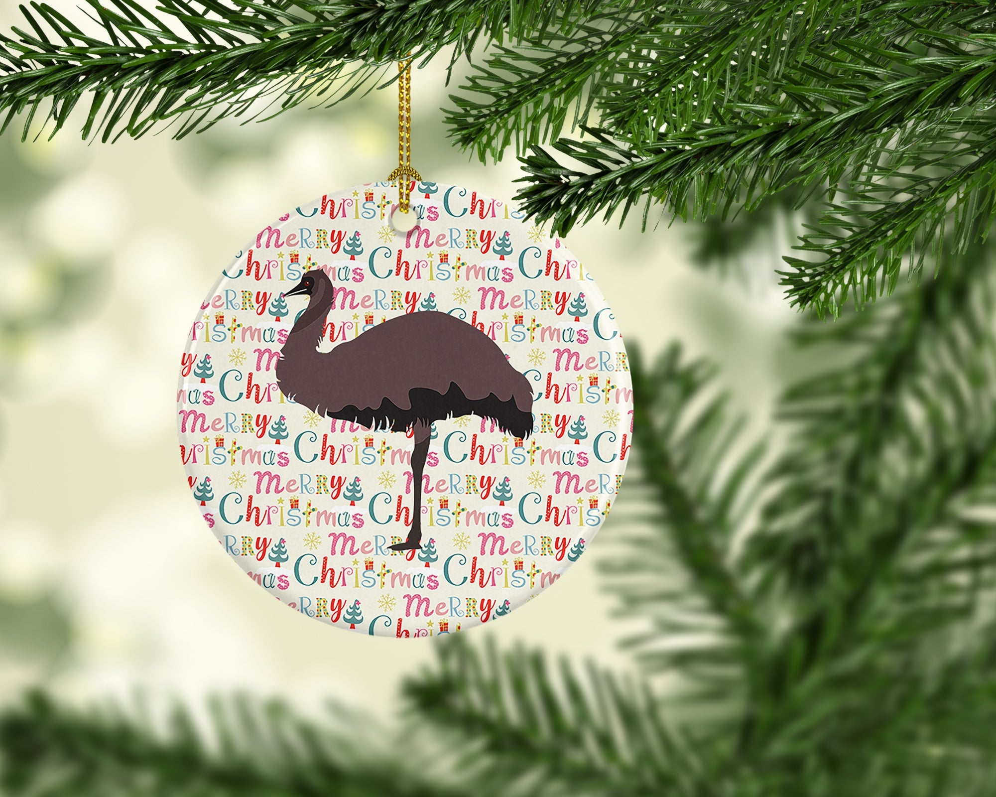Emu Christmas Ceramic Ornament