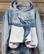 Hooded Sweatshirt Coat with Loose Draping Effect | Streetwear