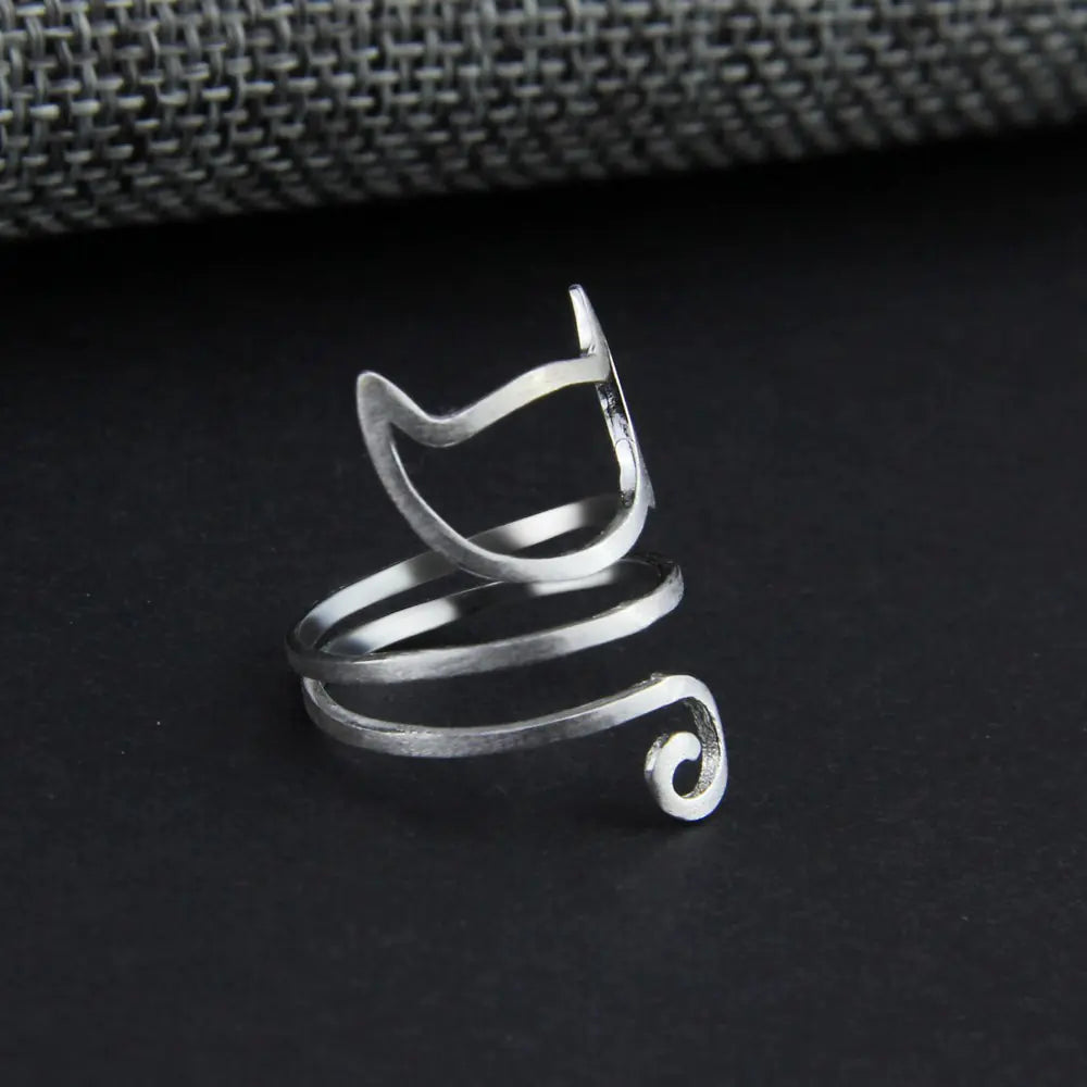 Adjustable Silver Cat Ring | Jewelry