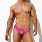 Men's Pink Geometric Print Swim Briefs