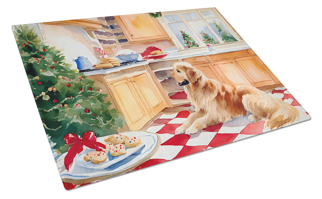 Golden Retriever Christmas Cookies Glass Cutting Board