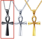 Gold and Steel Ankh Pendant
