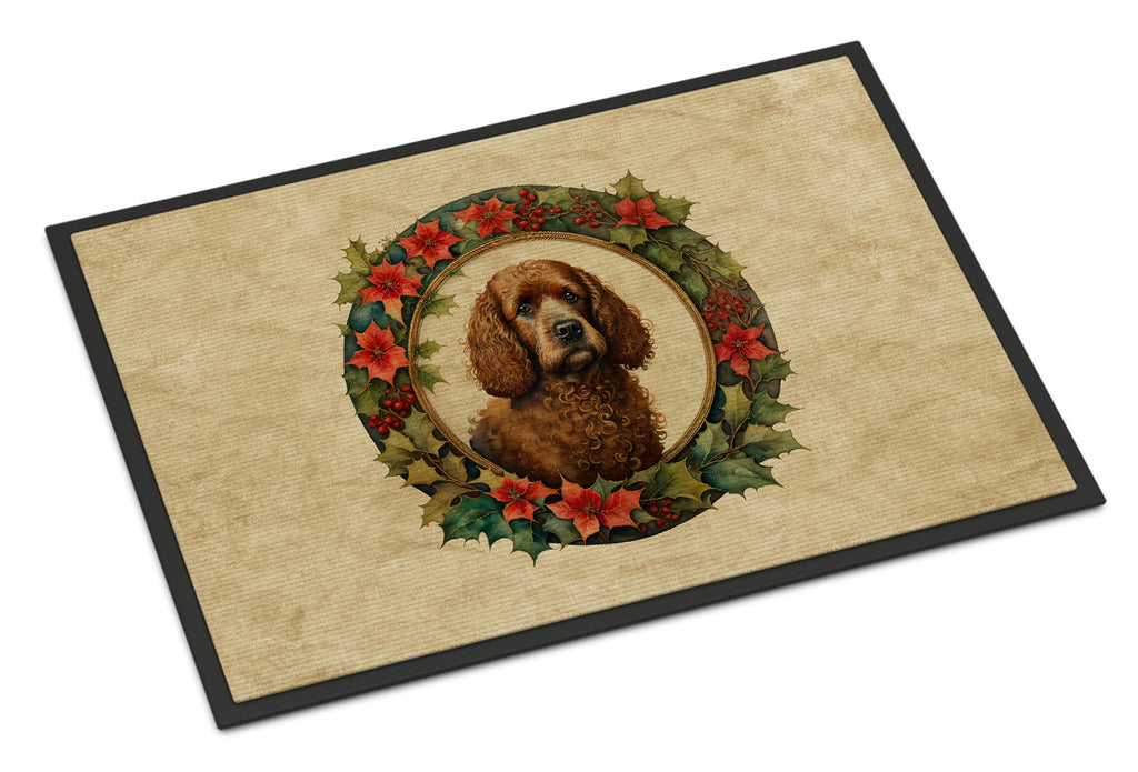 Irish Water Spaniel Christmas Flowers Doormat