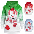 Christmas Snowman Print Hoodie with Kangaroo Pockets | Streetwear