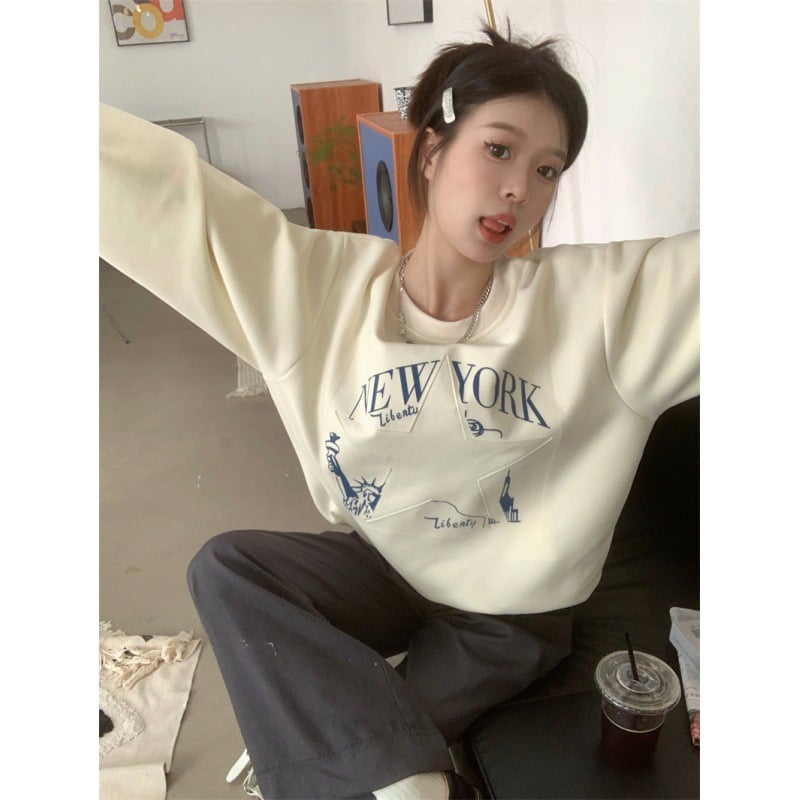 Retro Printed Sweater for Women - Autumn Fashion Top