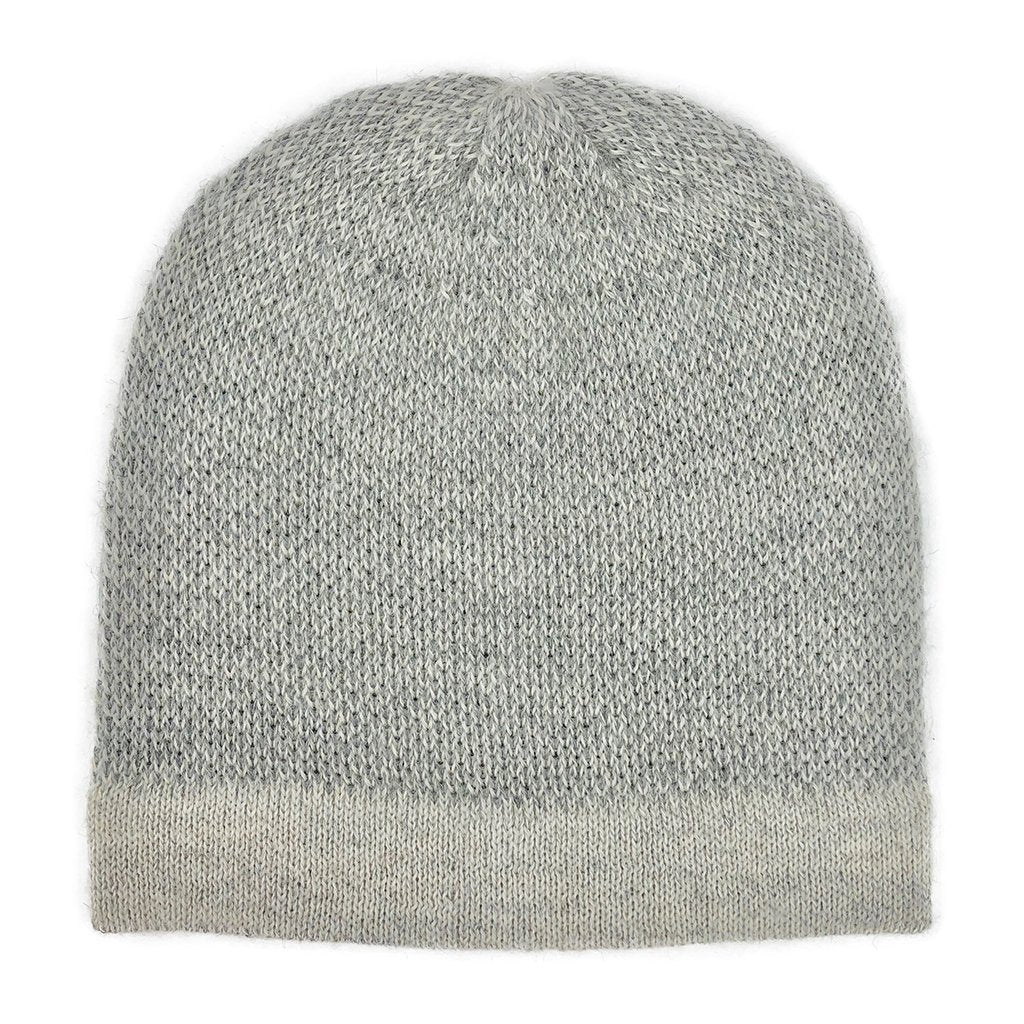 Gray Interwoven Alpaca Beanie | Embroidered Cap