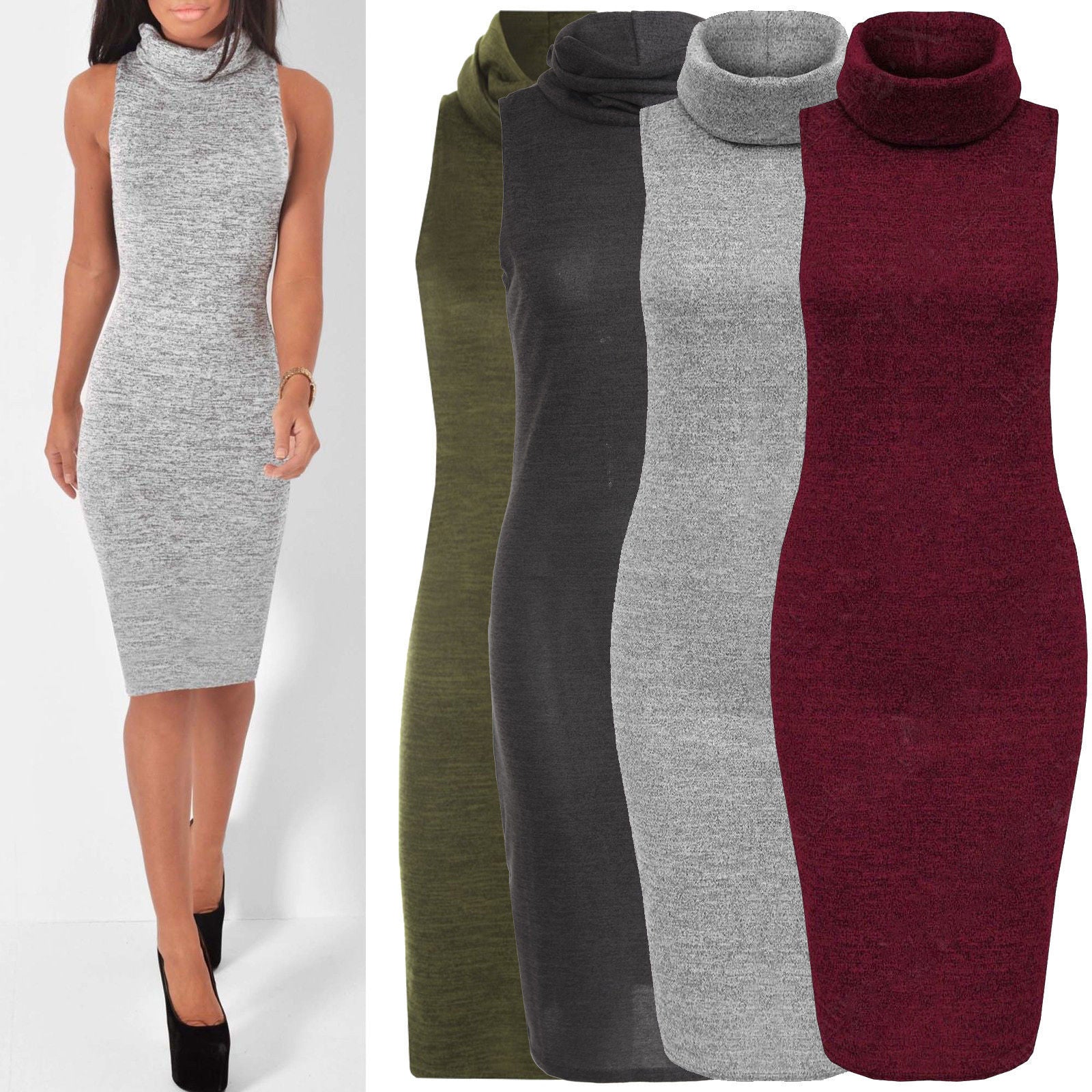 Sleeveless Knit Bodycon Pencil Dress