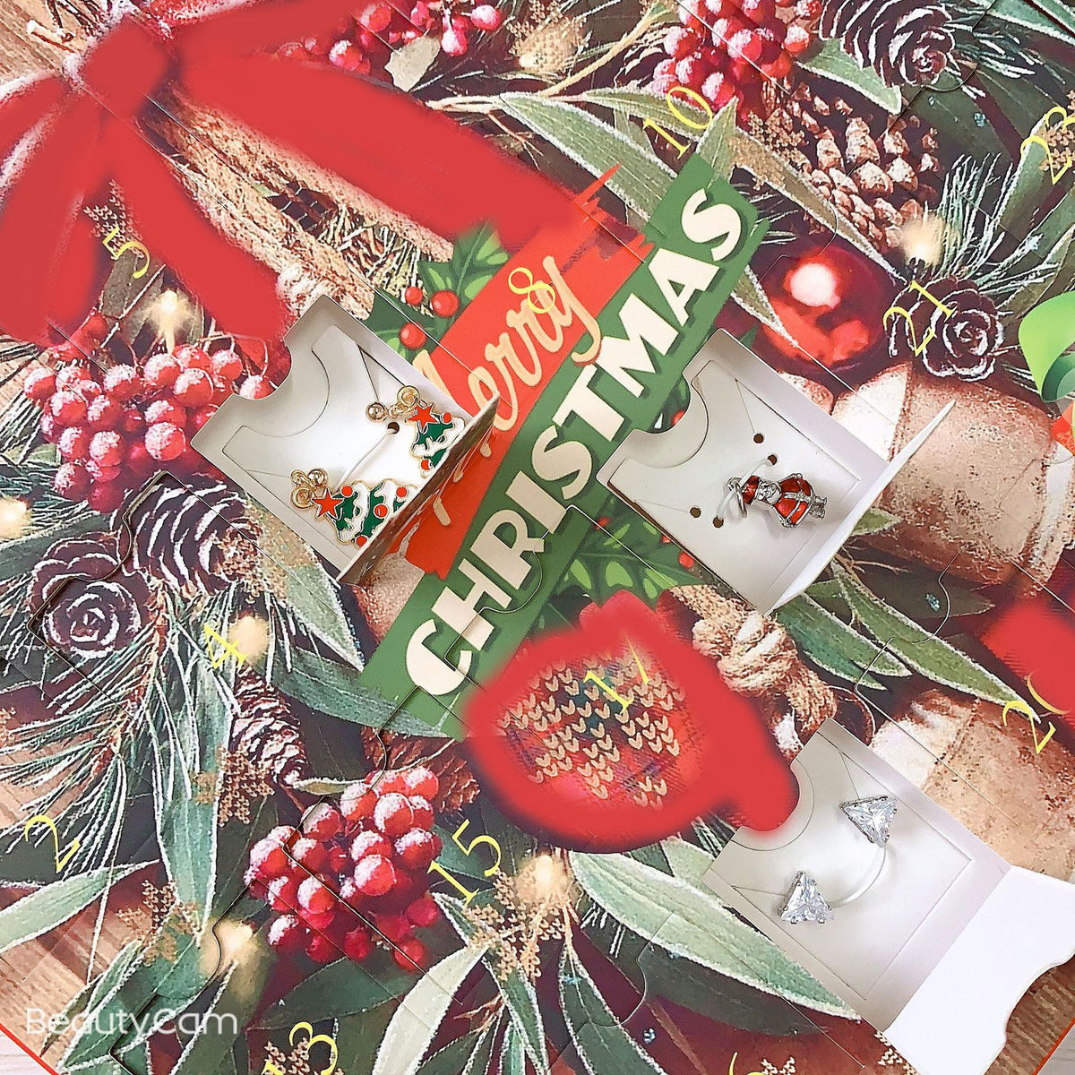 Christmas Countdown Calendar Necklace and Earring Set