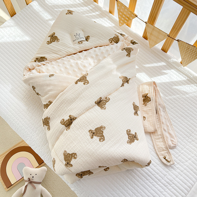 Newborn Crepe Beanie Fleece Quilted Bag | Embroidered Cap