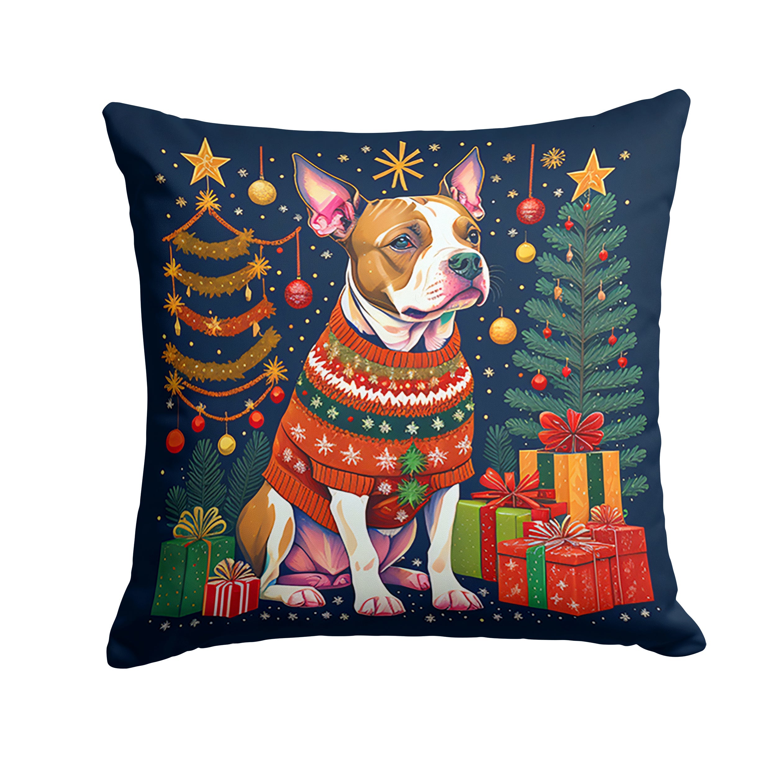 Pit Bull Terrier Christmas Throw Pillow