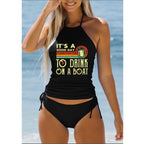 Large Size Women's Bikini with Coconut Tree Print