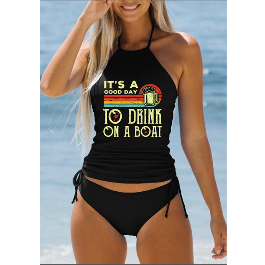 Large Size Women's Bikini with Coconut Tree Print
