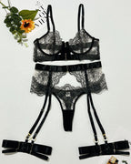 Embroidered Eyelash Lace Shaping Lingerie Set