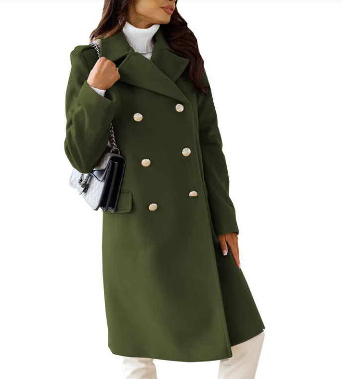 Women's New Simple Long Sleeve Woolen Coat