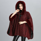 Faux Fur European American Women's Hoodie Shawl Jacket | Streetwear