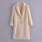 Mid-Length Neutral Linen Wind Coat Suit Jacket