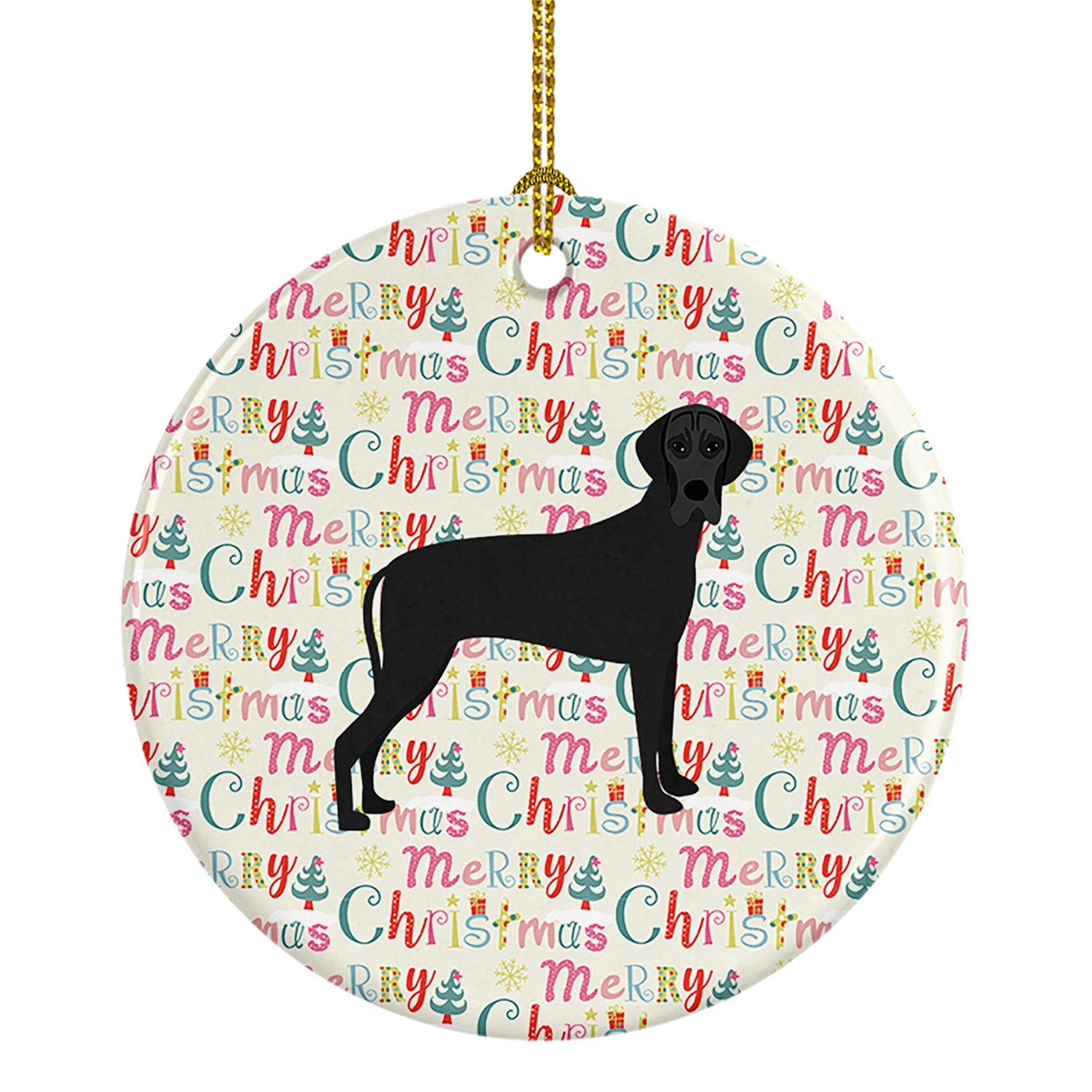 Great Dane Merry Christmas Ceramic Ornament