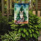 Dwelf Cat By the Christmas Tree Garden Flag