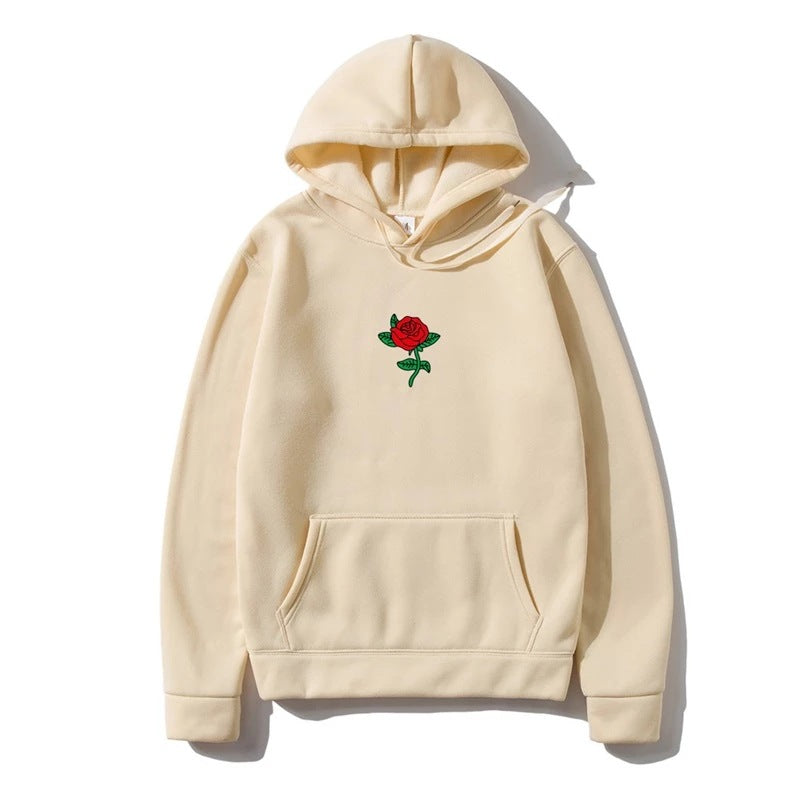 Rose Print Hooded Sweatshirt for Men and Women | Streetwear
