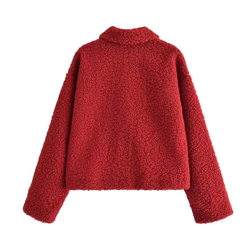 Fashionable Single Breasted Lamb Wool Lapel Coat