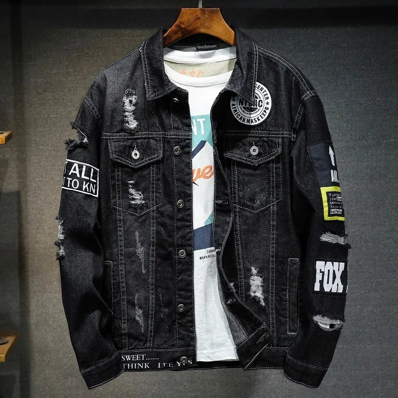 High-Quality Ripped Denim Jacket for Men and Women