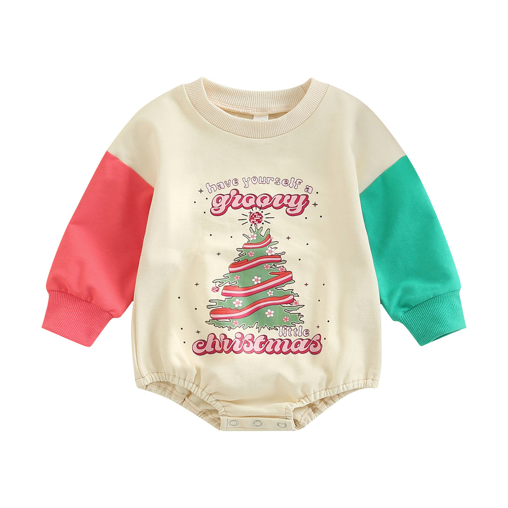 New Color Contrast Long Sleeve Kids' Christmas Shirt