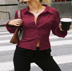 Lapel Breasted Cardigan Long Sleeve Shirt