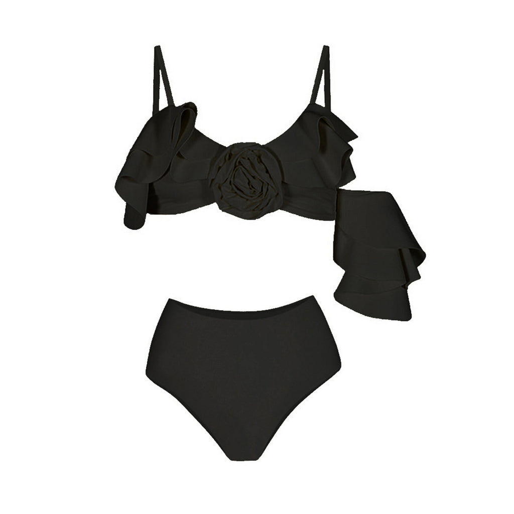 Irregular Leaf Edge One-Shoulder Bikini Set for Women