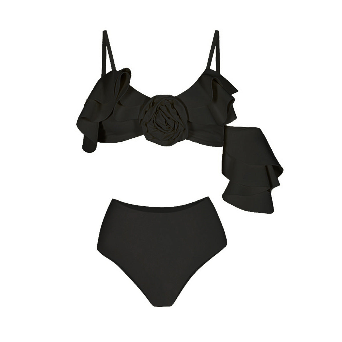 Irregular Leaf Edge One-Shoulder Bikini Set for Women