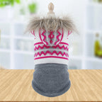 Two-Legged Dog Coat with Big Fur Collar Trench