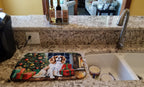 Cavalier Spaniel Cozy Christmas Dish Drying Mat